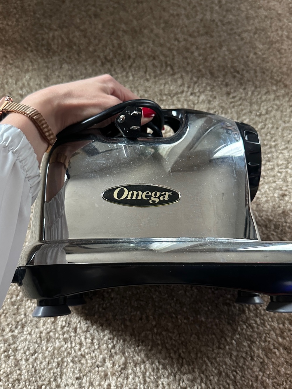 Omega Chrome Cold Press Juicer with Attachments